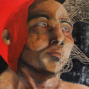 Contemplation is a search for rupture / oil on board  90 x 90 cm 2020