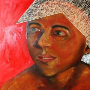 The myth of the normal curve o la distrazione del popolo verso le luce nera / oil on board  90 x 90 cm 2019